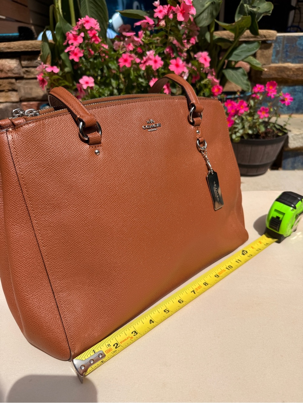 Coach Signature Leather Tote Bag in Saddle Brown 👜 - Picture 5 of 10